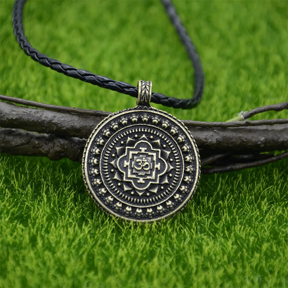 Om Yoga Lotus Flower Pendant Buddha Mandala Meditation Spiritual Indian Jewelry