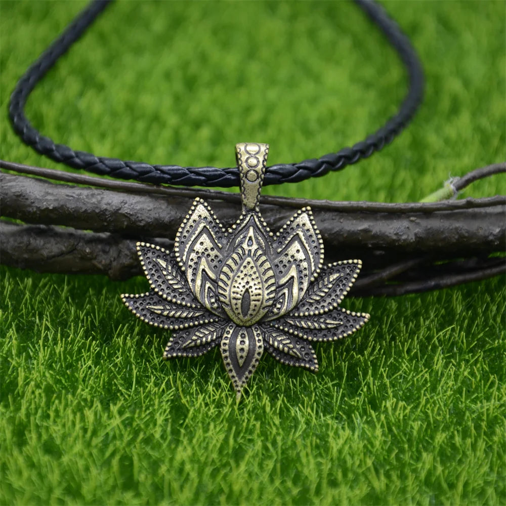 Om Yoga Lotus Flower Pendant Buddha Mandala Meditation Spiritual Indian Jewelry
