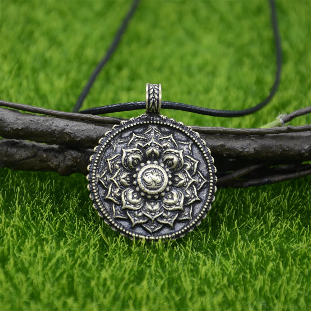 Om Yoga Lotus Flower Pendant Buddha Mandala Meditation Spiritual Indian Jewelry