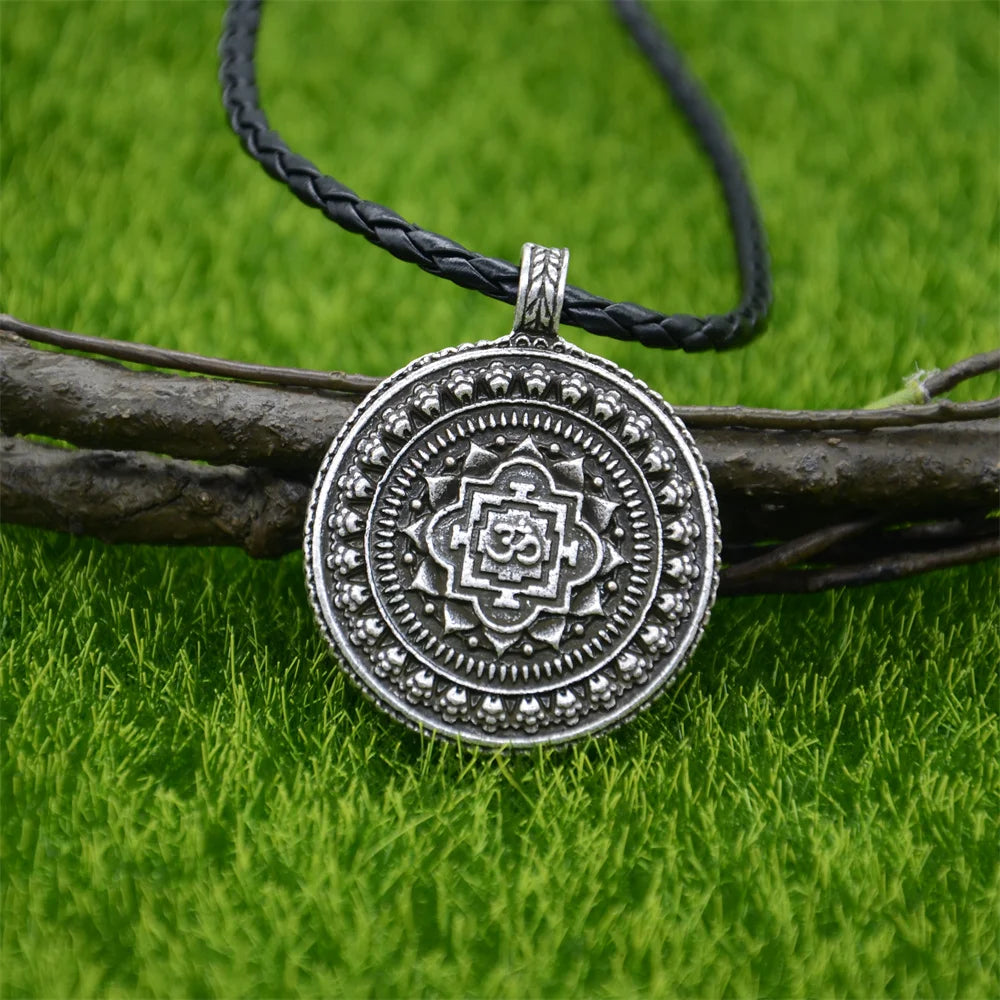 Om Yoga Lotus Flower Pendant Buddha Mandala Meditation Spiritual Indian Jewelry
