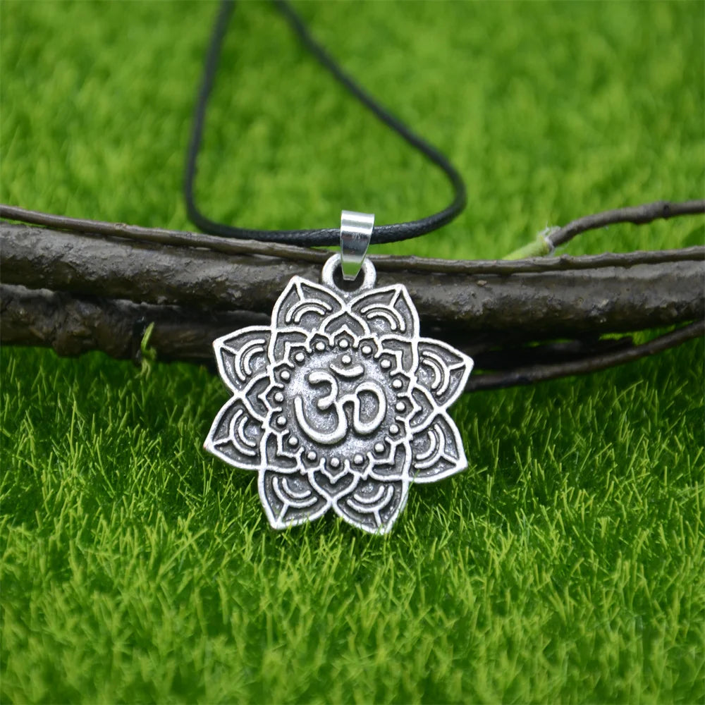 Om Yoga Lotus Flower Pendant Buddha Mandala Meditation Spiritual Indian Jewelry