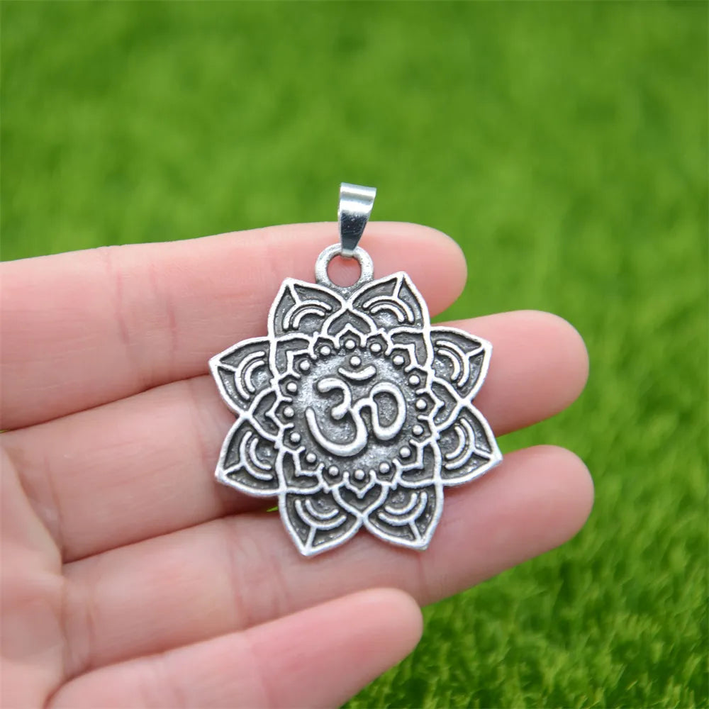 Om Yoga Lotus Flower Pendant Buddha Mandala Meditation Spiritual Indian Jewelry