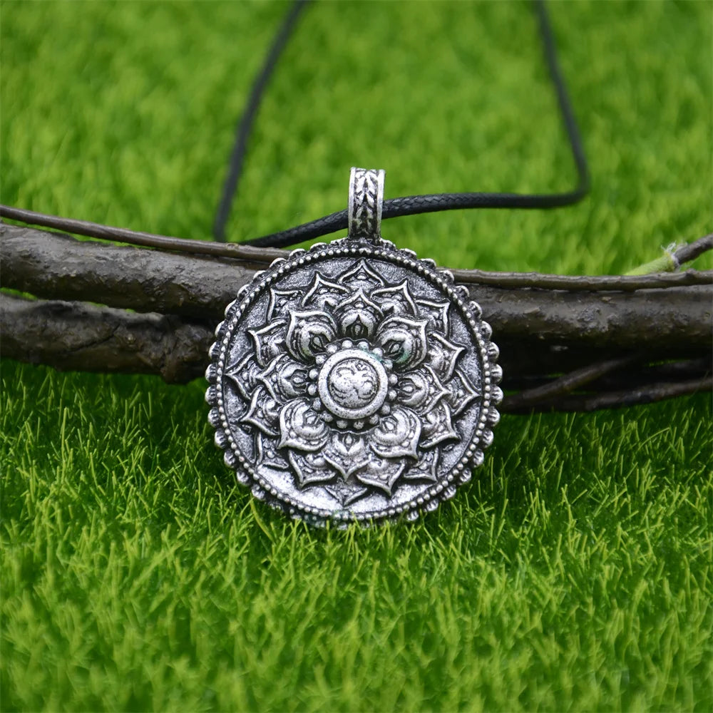 Om Yoga Lotus Flower Pendant Buddha Mandala Meditation Spiritual Indian Jewelry