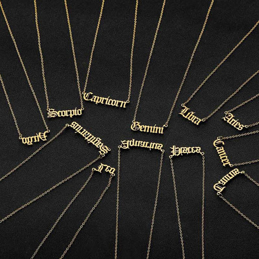 12 Zodiac Letter Constellations Pendants Necklace