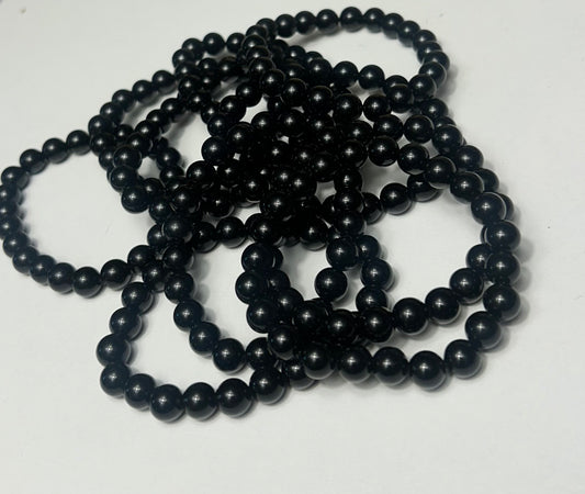 Black Obsidian Shield Bracelet – 8mm Crystal for Protection & Energy Clearing